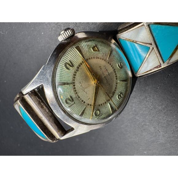 Vtg Richmond Pierpont Swiss Incabloc Antimagnetic 1134-27 Watch Turquoise Inlay main image 8